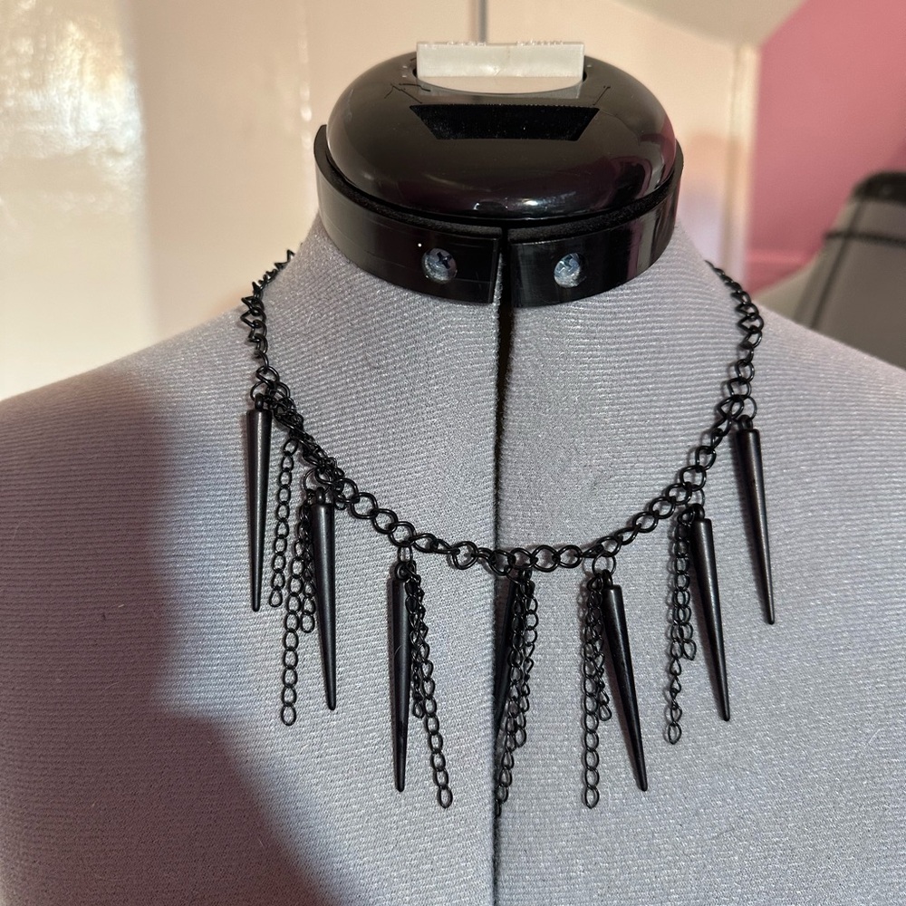 Black Spike Chain Necklace - Women Jewelry